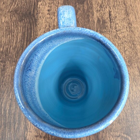 Bones Coffee Company Shark Bite Mug Blue Handmade USA Deneen Pottery 2021 Rare - Picture 9 of 11